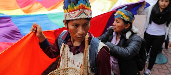 Indígenas con wiphala protestan en Bolivia - Sputnik Mundo