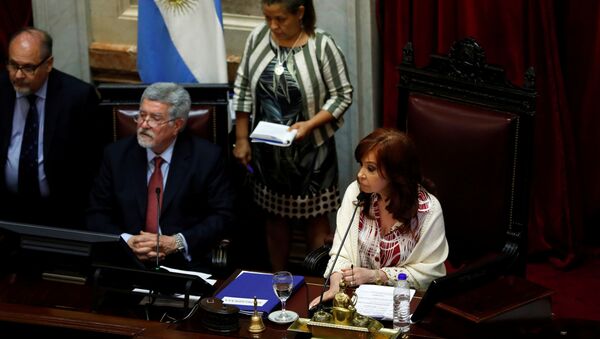 Cristina Fernández, vicepresidenta de Argentina, durante el debate sobre la Ley de Emergencia Cristina Fernández, vicepresidenta de Argentina, durante el debate sobre la Ley de Emergencia - Sputnik Mundo