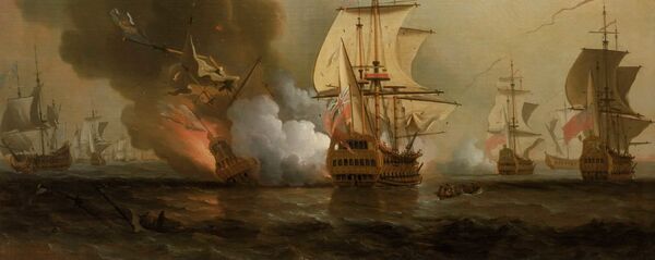 Explosión del galeón San José (ilustración de Samuel Scott) - Sputnik Mundo