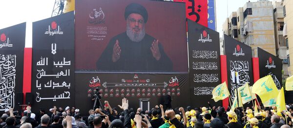 Una imagen de Hasan Nasrala, líder del grupo chiíta libanés Hizbulá - Sputnik Mundo