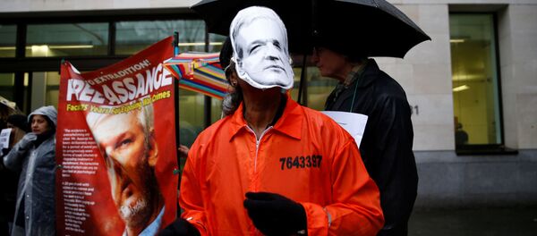 Manifestación de los partidarios de Assange en Londres - Sputnik Mundo
