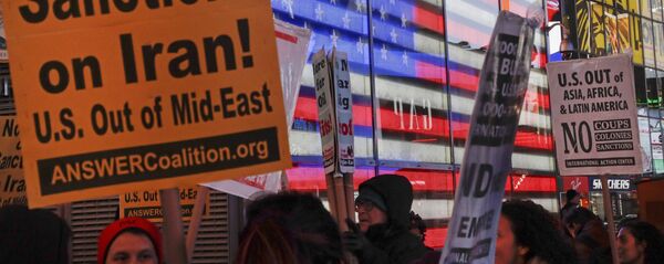Protestas contra guerra y sanciones contra Irán en Nueva York, EEUU - Sputnik Mundo
