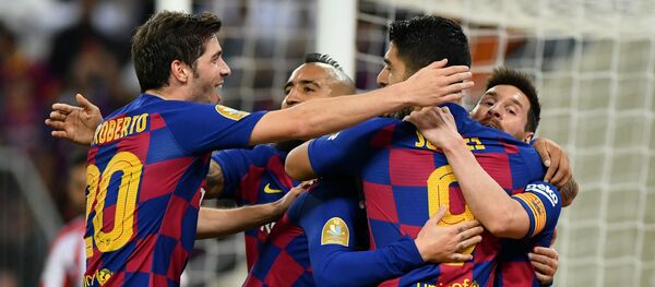 Los miembros del club de fútbol FC Barcelona - Sputnik Mundo