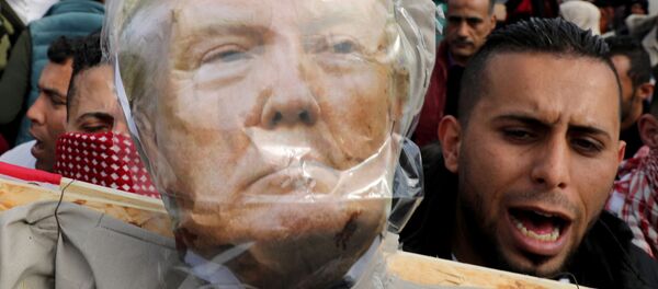 Manifestantes protestan contra el plan de paz de Trump para Oriente Medio Manifestantes protestan contra el plan de paz de Trump para Oriente Medio - Sputnik Mundo