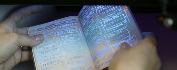 Un pasaporte en el punto de control fronterizo (imagen referencial) - Sputnik Mundo