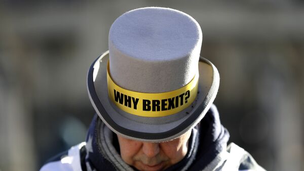 Un manifestante en contra del Brexit - Sputnik Mundo