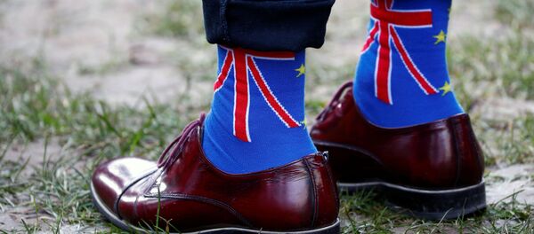 Las calcetines con Union Jack, la bandera del Reino Unido Las calcetines con Union Jack, la bandera del Reino Unido - Sputnik Mundo