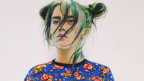 Dibujo de la cantante Billie Eilish en la portada de la edición digital de Vogue - Sputnik Mundo