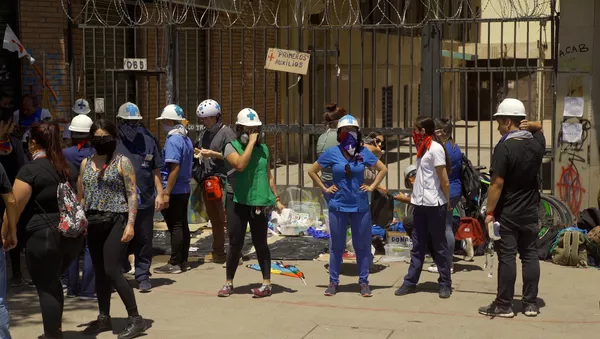 Piquete sanitario en inmediaciones de Plaza de la Dignidad 