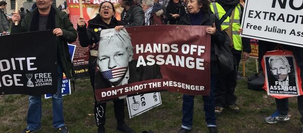 Manifestación contra la extradición de Julian Assange Manifestación contra la extradición de Julian Assange - Sputnik Mundo