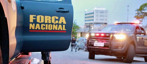 Miembros de la Fuerza Nacional de Brasil durante protestas de policías Miembros de la Fuerza Nacional de Brasil durante protestas de policías - Sputnik Mundo