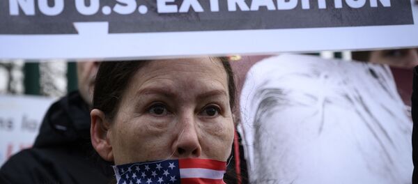 Manifestación contra la extradición de Julian Assange  - Sputnik Mundo