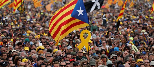 La multitud en el mitin de Puigdemont en Perpiñán, Francia - Sputnik Mundo