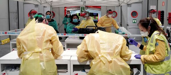 El hospital de campaña desplegado en el recinto ferial de Madrid - Sputnik Mundo