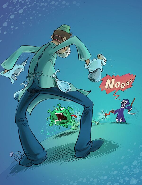 Humor contra la pandemia: el concurso internacional de caricaturas Coronavirus Battle - Sputnik Mundo