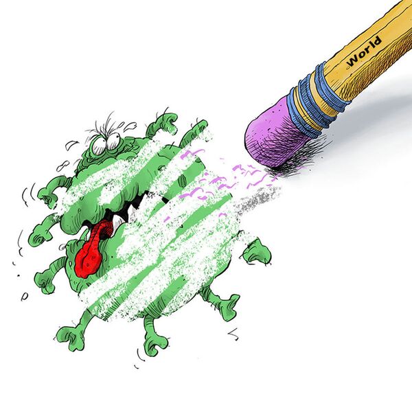 Humor contra la pandemia: el concurso internacional de caricaturas Coronavirus Battle - Sputnik Mundo