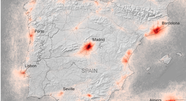 Mapa de la concentración de dióxido de nitrógeno en España en marzo de 2019 - Sputnik Mundo