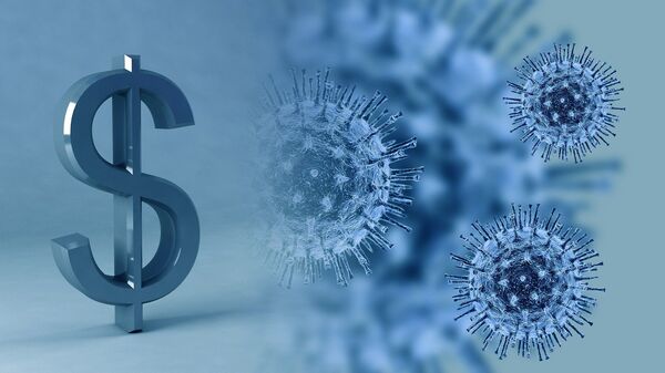 El símbolo del dólar y el coronavirus - Sputnik Mundo