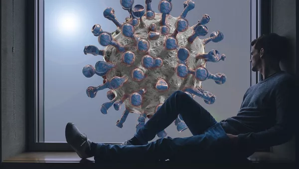 Un hombre y el coronavirus - Sputnik Mundo