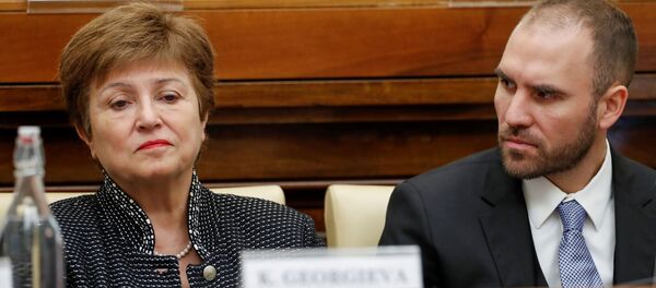 Directora del FMI, Kristalina Georgieva, y ministro de Economía argentino, Martín Guzmán Directora del FMI, Kristalina Georgieva, y ministro de Economía argentino, Martín Guzmán - Sputnik Mundo