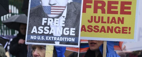 Una protesta contra la extradición de Julian Assange en Londres - Sputnik Mundo
