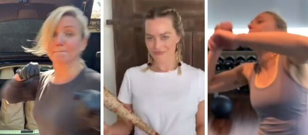 Cameron Díaz, Margot Robbie y Scarlett Johansson en escenas del vídeo del reto #BossBitchFightChallenge Cameron Díaz, Margot Robbie y Scarlett Johansson en escenas del vídeo del reto #BossBitchFightChallenge - Sputnik Mundo