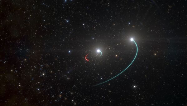 Representación artística del sistema de estrellas HR 6819 y su agujero negro - Sputnik Mundo