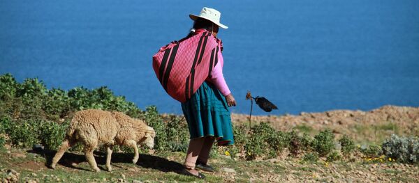 Una mujer en el lago Titicaca, Perú (imagen referencial) - Sputnik Mundo