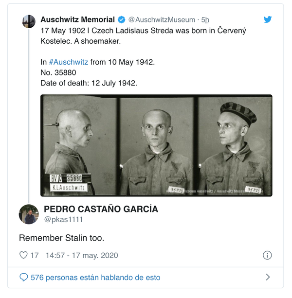 Un funcionario español pide al museo de Auschwitz que recuerde también a Stalin Un funcionario español pide al museo de Auschwitz que recuerde también a Stalin - Sputnik Mundo