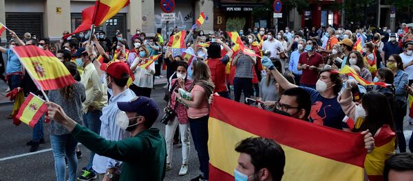 Protesta contra el Gobierno español en Madrid  - Sputnik Mundo
