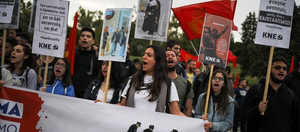 Protesta en Atenas, archivo - Sputnik Mundo