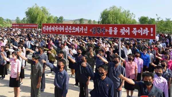 Manifestación contra acciones de desertores en Corea del Norte