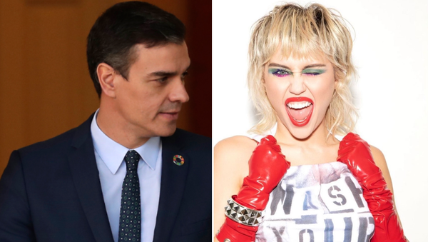 Pedro Sánchez y Miley Cyrus - Sputnik Mundo