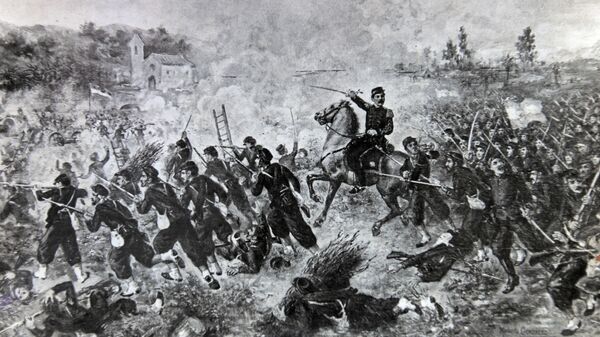 Una reproducción de la Batalla de Curupati durante la Guerra de la Triple Alianza - Sputnik Mundo