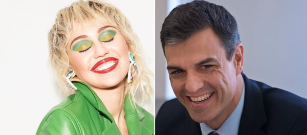 Miley Cyrus y Pedro Sánchez - Sputnik Mundo