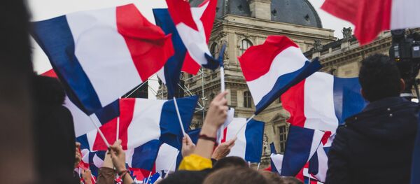 Banderas de Francia en una manifestación - Sputnik Mundo
