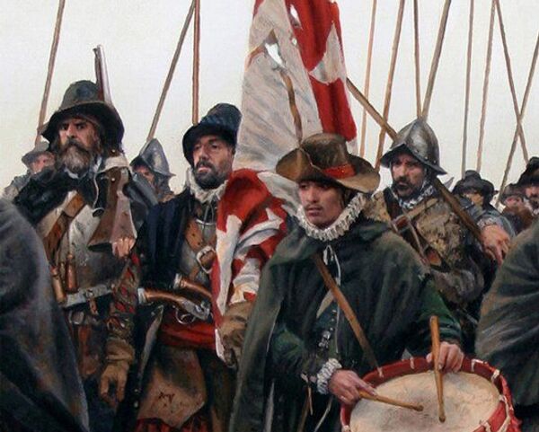 Secuencia del cuadro del milagro de empel, ya habian mestizos en 1600 co... - Sputnik Mundo