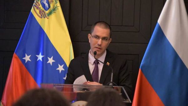 Jorge Arreaza, canciller venezolano, en una rueda de prensa en Moscú - Sputnik Mundo