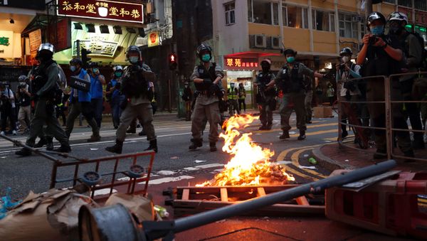 Policía en Hong Kong Policía en Hong Kong - Sputnik Mundo