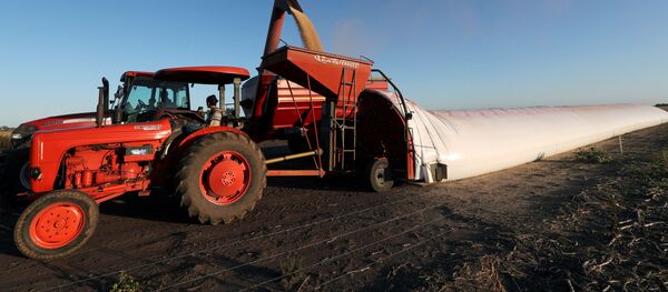 Un tractor en un campo a las afueras de Buenos Aires, Argentina - Sputnik Mundo
