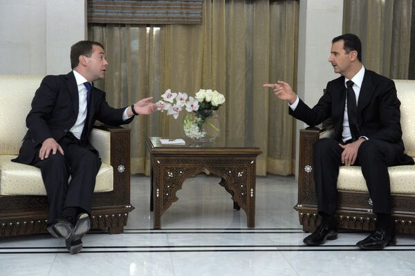 Los presidentes de Rusia y Siria Dmitri Medvedev y Bashar Asad. Archivo Los presidentes de Rusia y Siria Dmitri Medvedev y Bashar Asad. Archivo - Sputnik Mundo