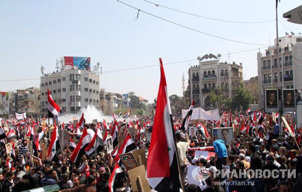 Manifestación en Damasco en apoyo del presidente sirio  - Sputnik Mundo