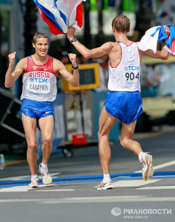 Oro y plata para Rusia en la marcha de 20 kilómetros en el Mundial de Atletismo 2011 Oro y plata para Rusia en la marcha de 20 kilómetros en el Mundial de Atletismo 2011 - Sputnik Mundo
