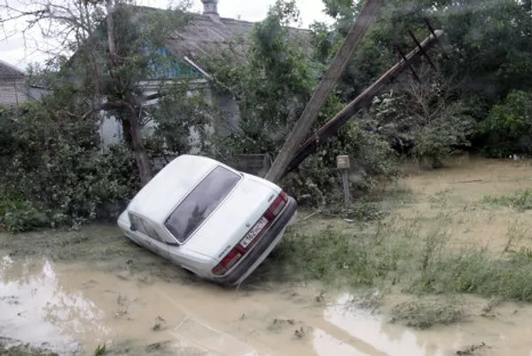 Consecuencias de las fuertes lluvias en la región de Krasnodar Consecuencias de las fuertes lluvias en la región de Krasnodar - Sputnik Mundo