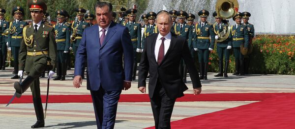 Vladímir Putin, Presidente de Rusia y Emomali Rahmón, Presidente de Tayikistán Vladímir Putin, Presidente de Rusia y Emomali Rahmón, Presidente de Tayikistán - Sputnik Mundo