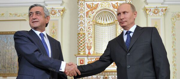 Presidente de Armenia, Serzh Sargsián, y presidente de Rusia, Vladímir Putin (archivo) - Sputnik Mundo