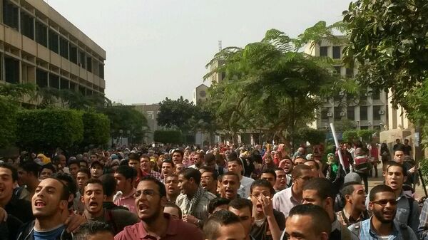 La primera audiencia del juicio fue interrumpida en dos ocasiones debido a insultos vertidos por partidarios de Mursi contra el Tribuna - Sputnik Mundo