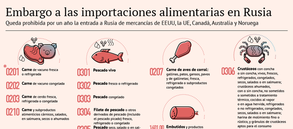 Embargo a las importaciones alimentarias en Rusia - Sputnik Mundo