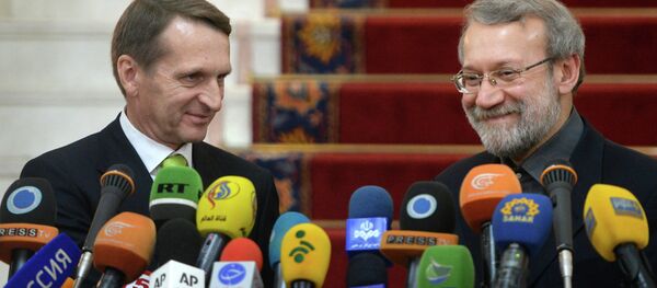 Serguéi Narishkin, presidente del Parlamento de Rusia, y Alí Lariyaní, presidente del parlamento iraní - Sputnik Mundo